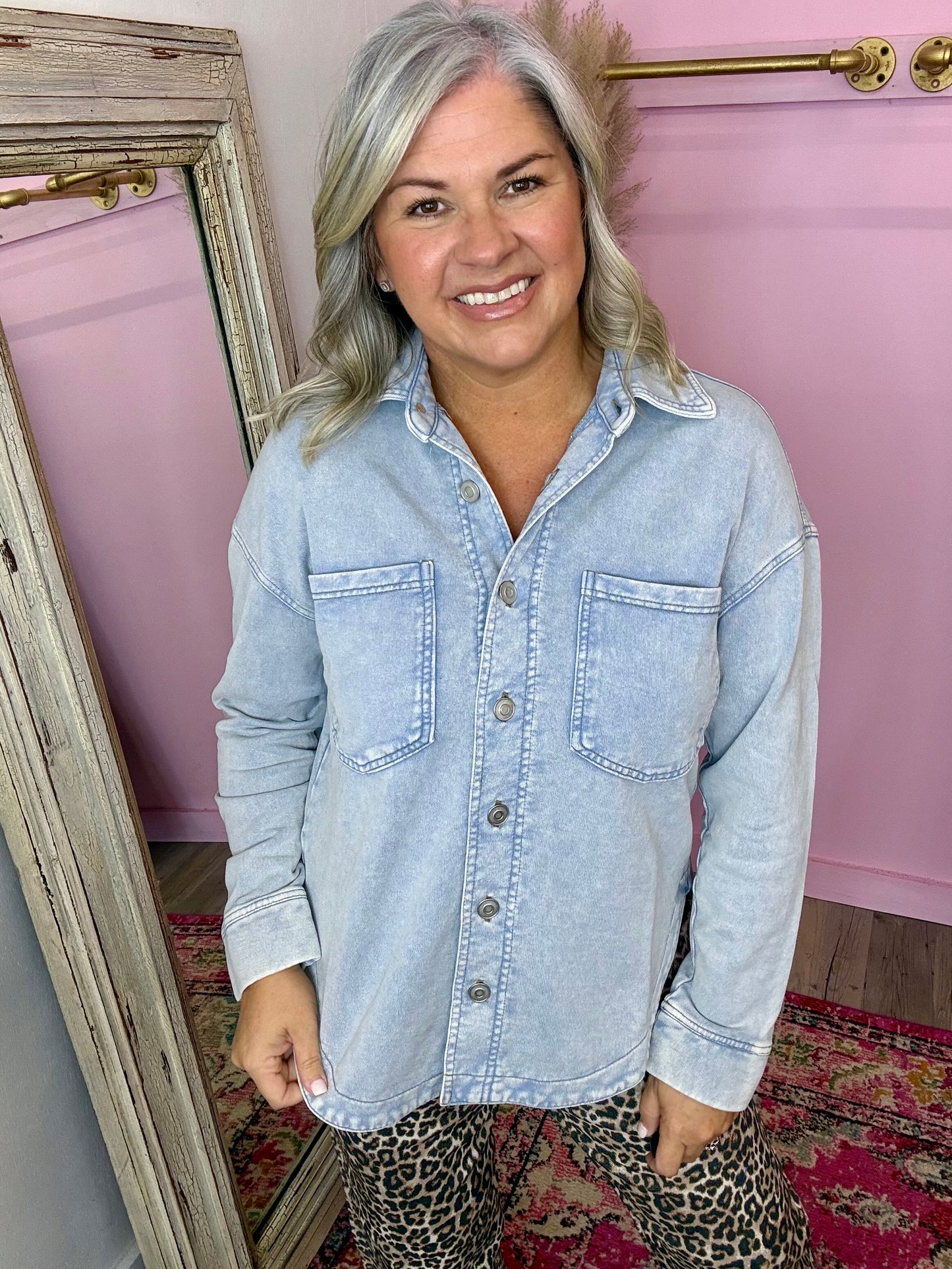 Denim Knit Shacket