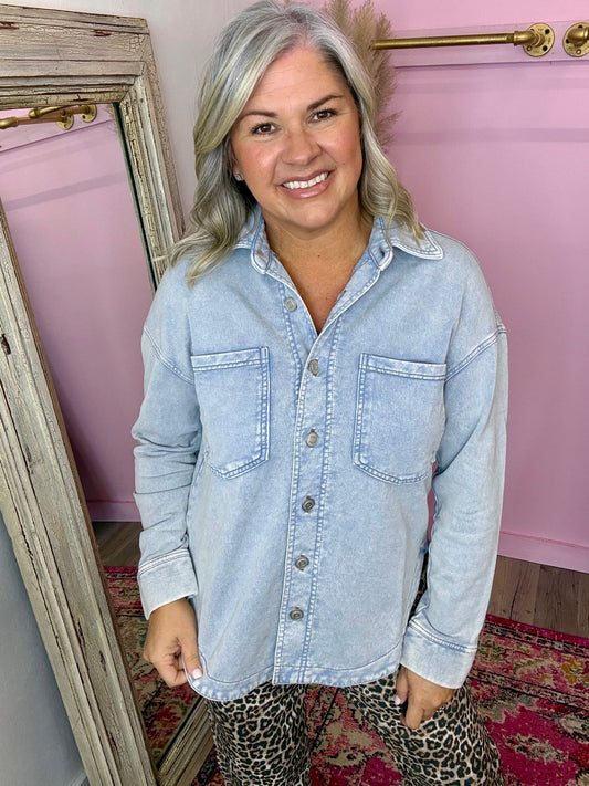 Denim Knit Shacket