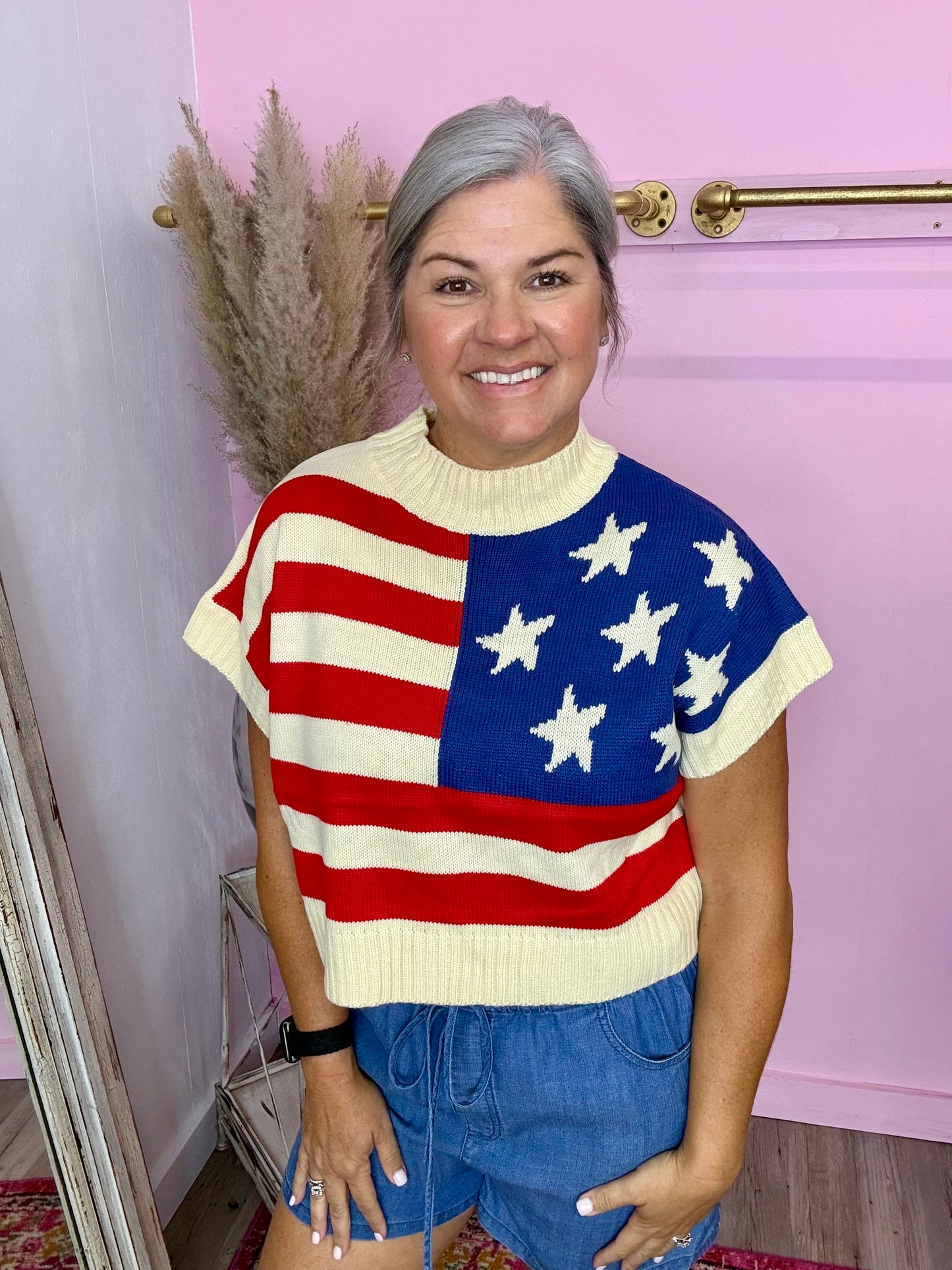 American Flag Sleeveless Sweater