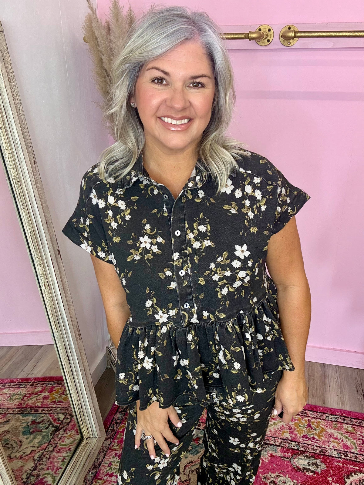 Fall Flower Peplum Top