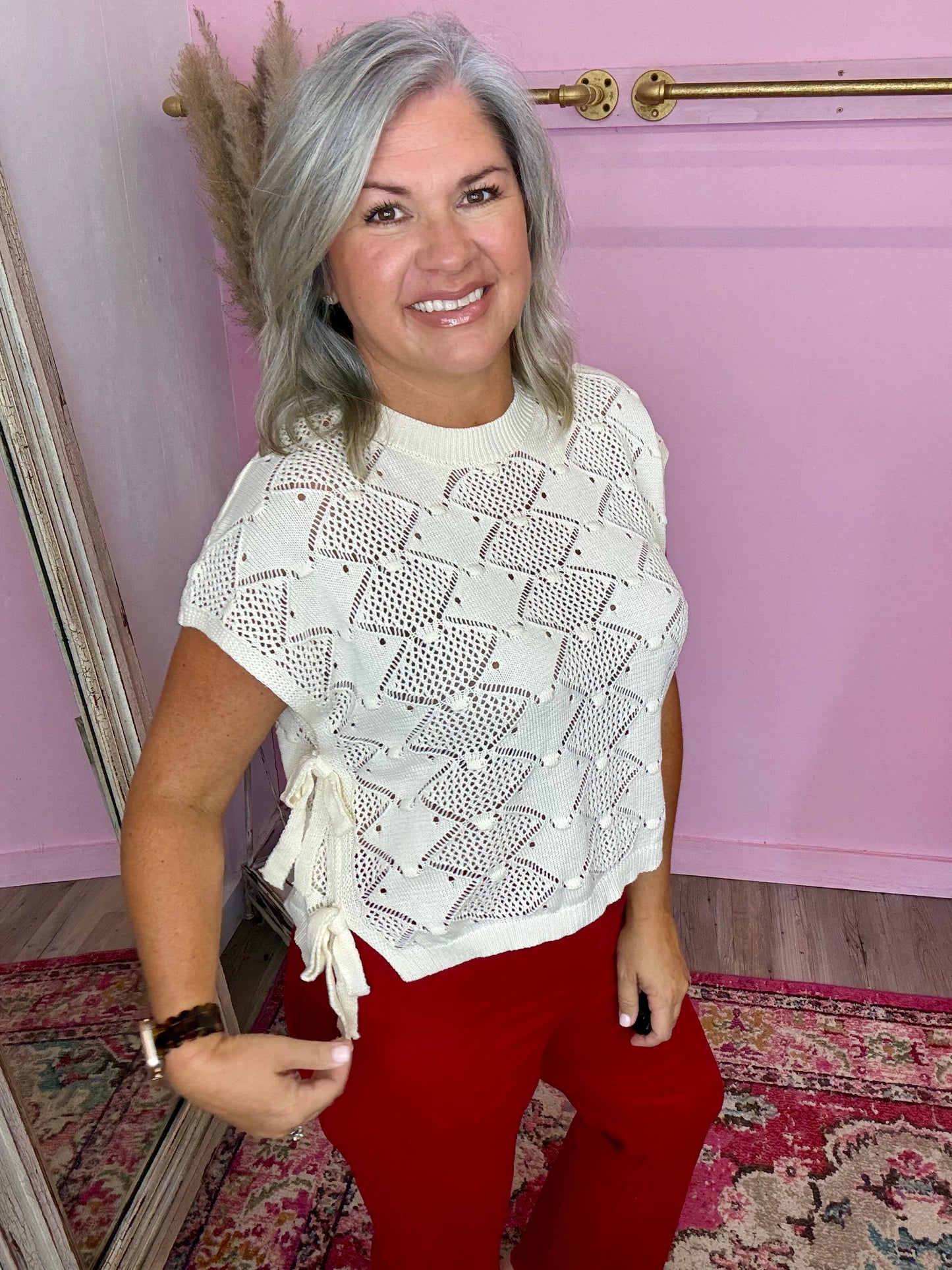 Cream Crochet Sweater
