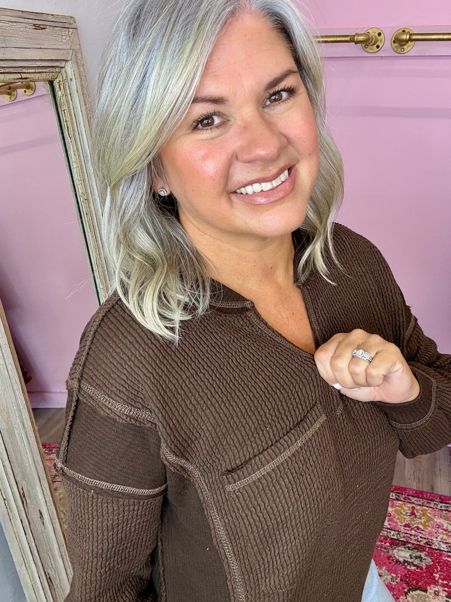 Brown Ribbed Pullover