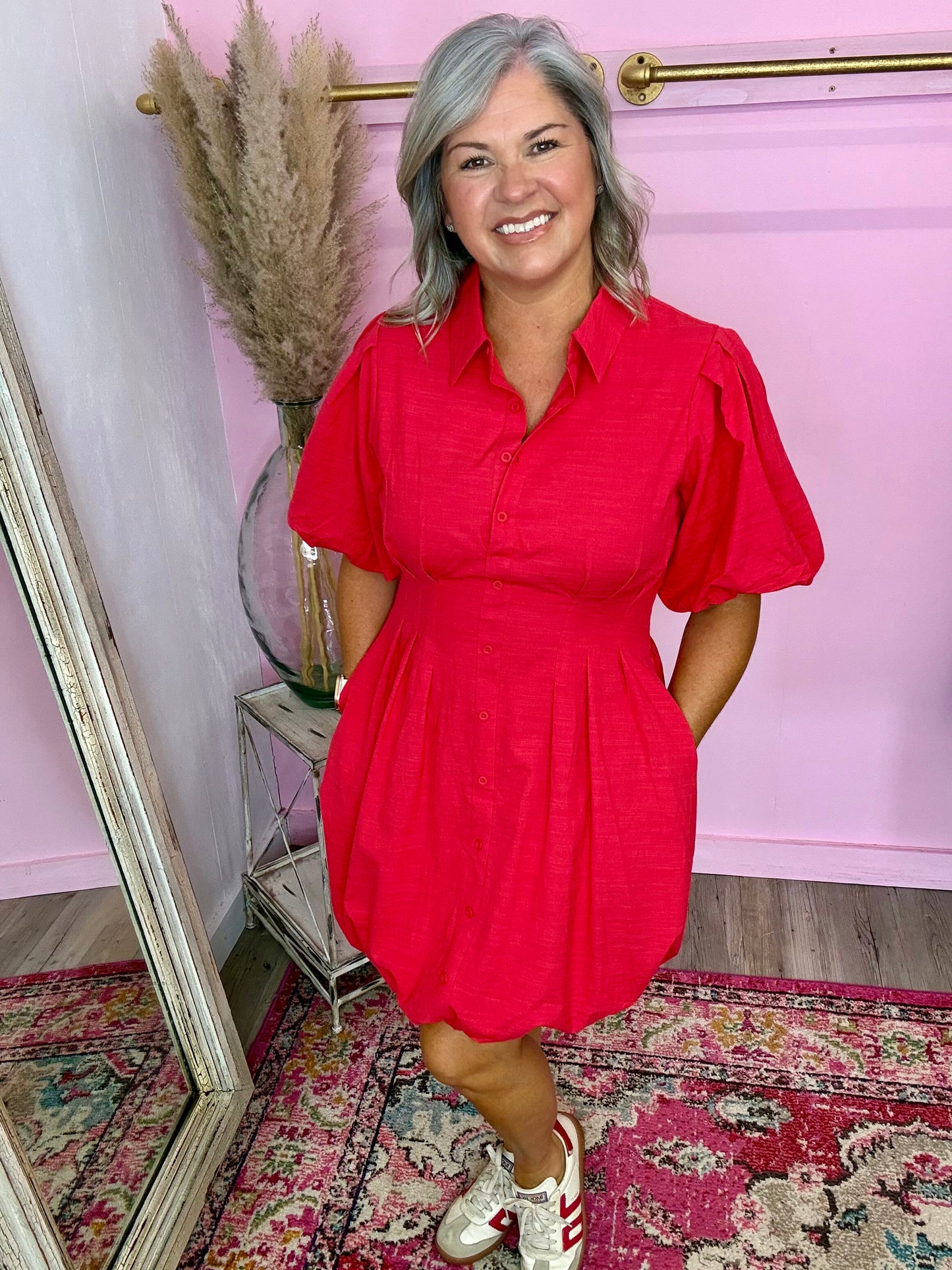 Red Puff Dress