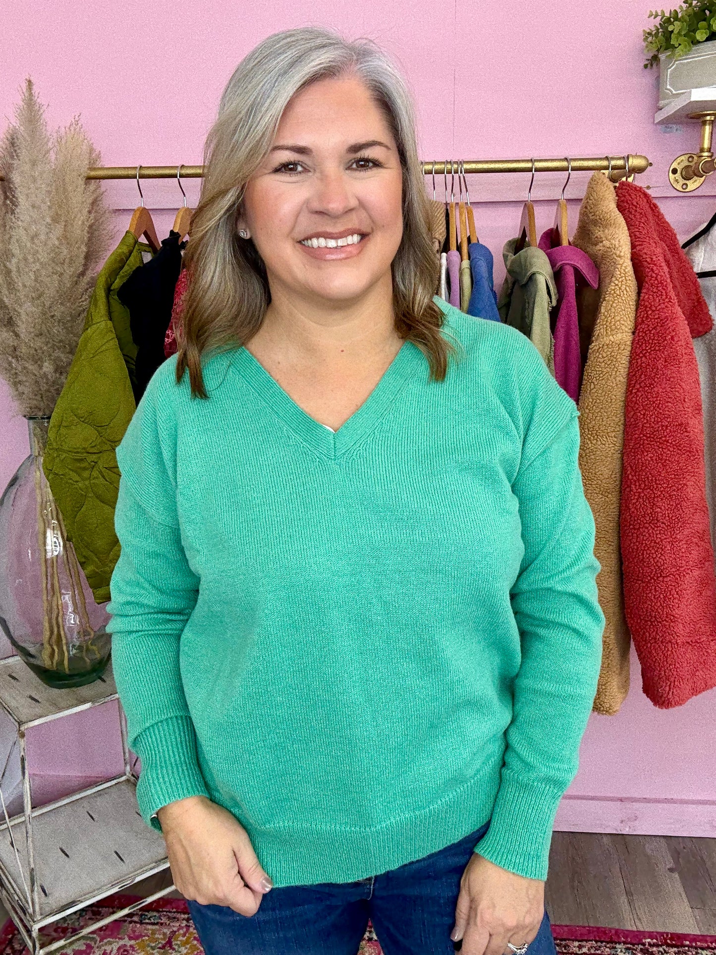 Mint Green Vneck Sweater