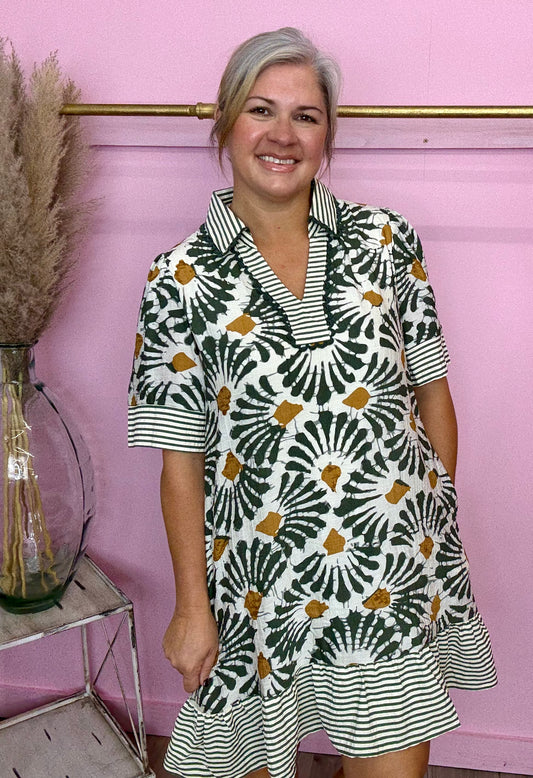 Olive Print Dress