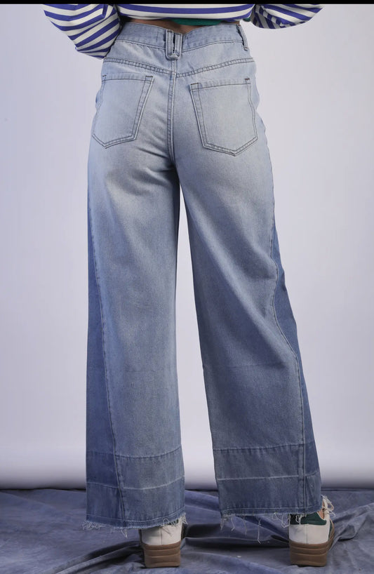 Color Block Wide Leg Jean