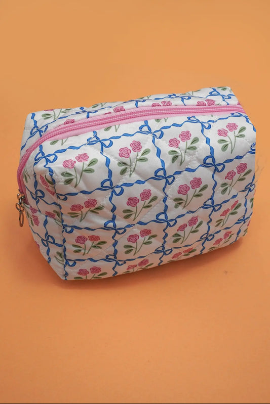 Floral cosmetic pouch