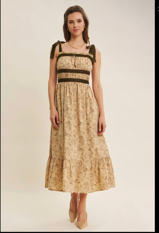 Midnight Garden Velvet Midi Dress
