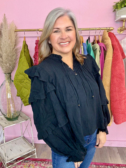 Black Ruffle Top