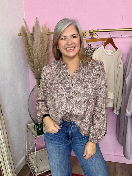 Brown Paisley Top
