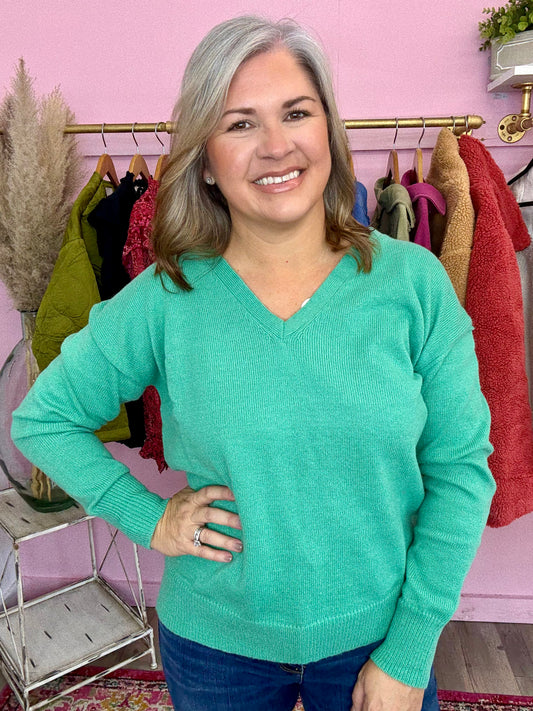 Mint Green Vneck Sweater