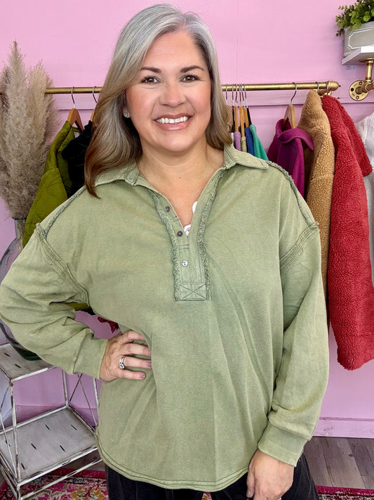 Olive Mineral Wash Top