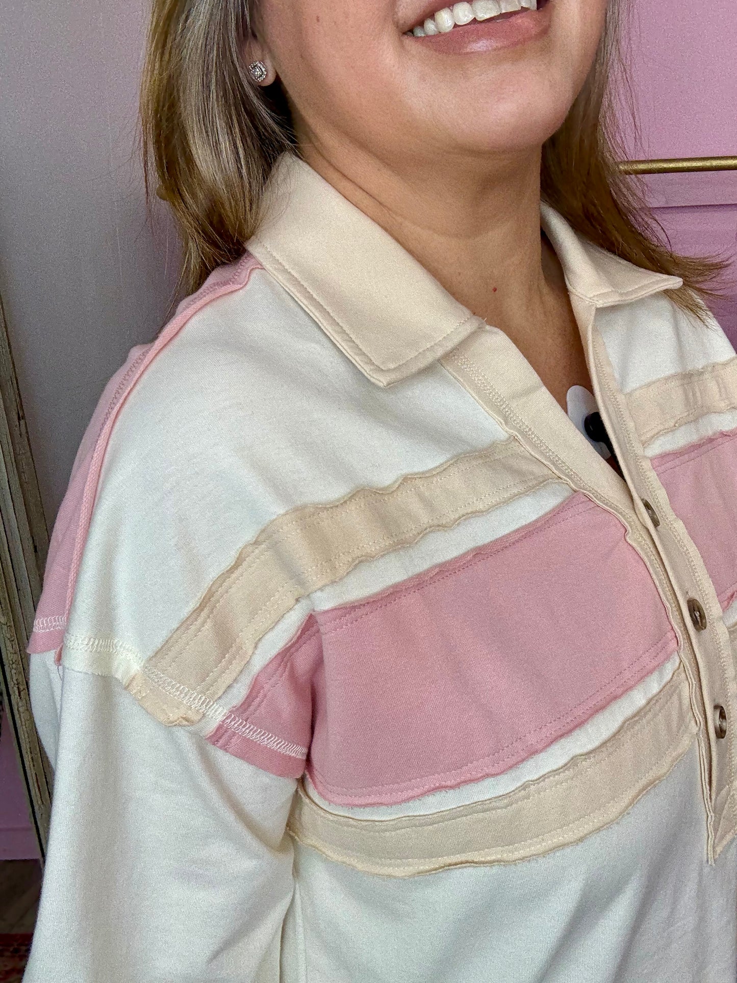 Cream Colorblock Top