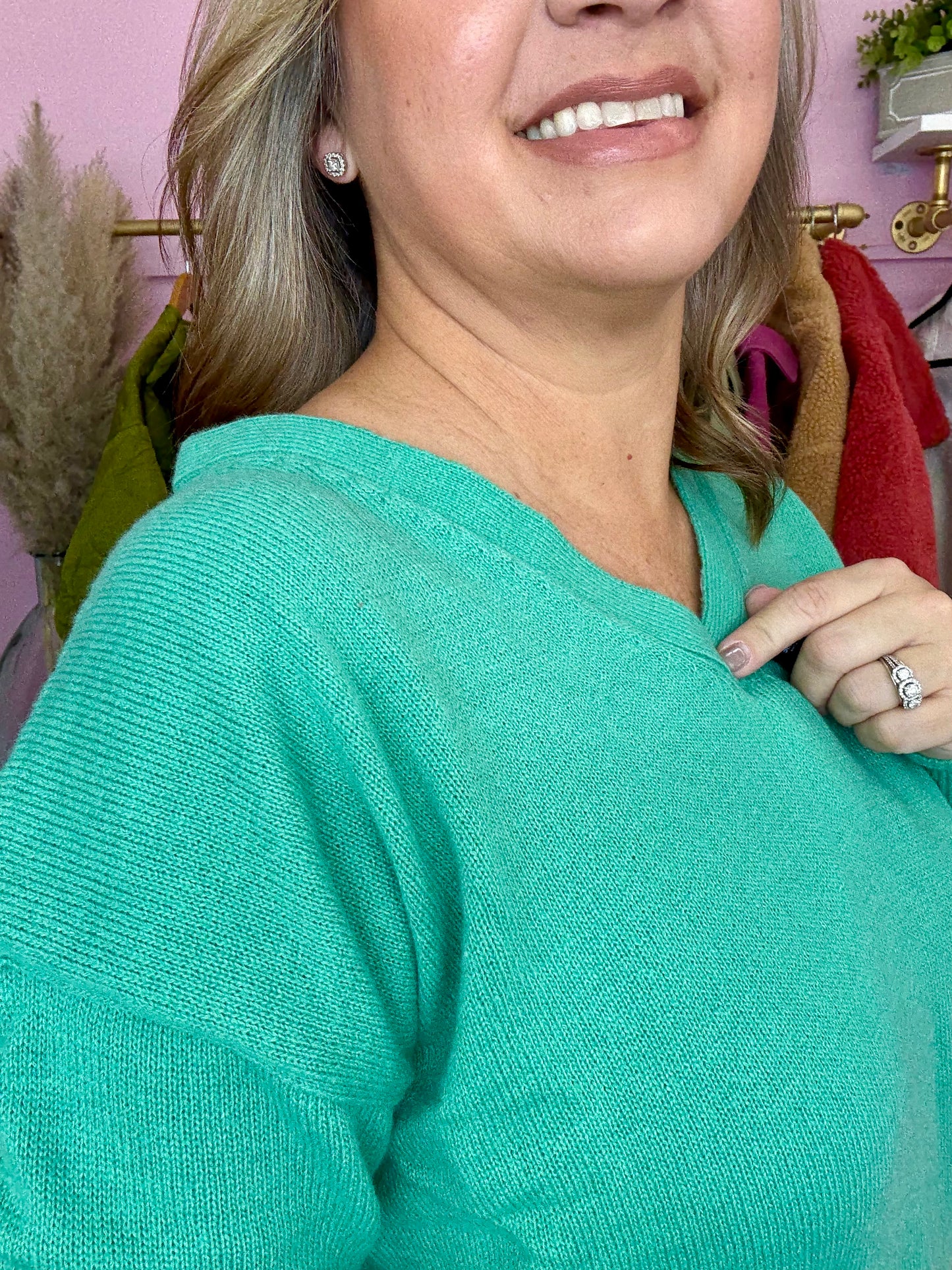 Mint Green Vneck Sweater