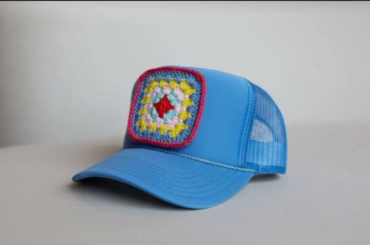 Blue Bird Granny Square Trucker