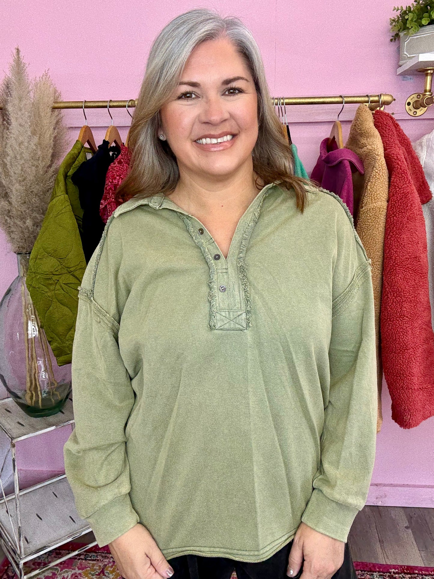 Olive Mineral Wash Top