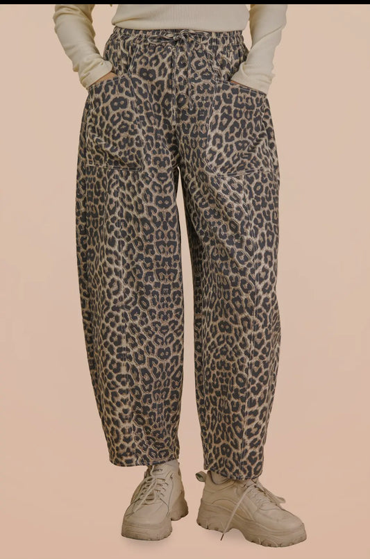 Leopard Barrel Pants