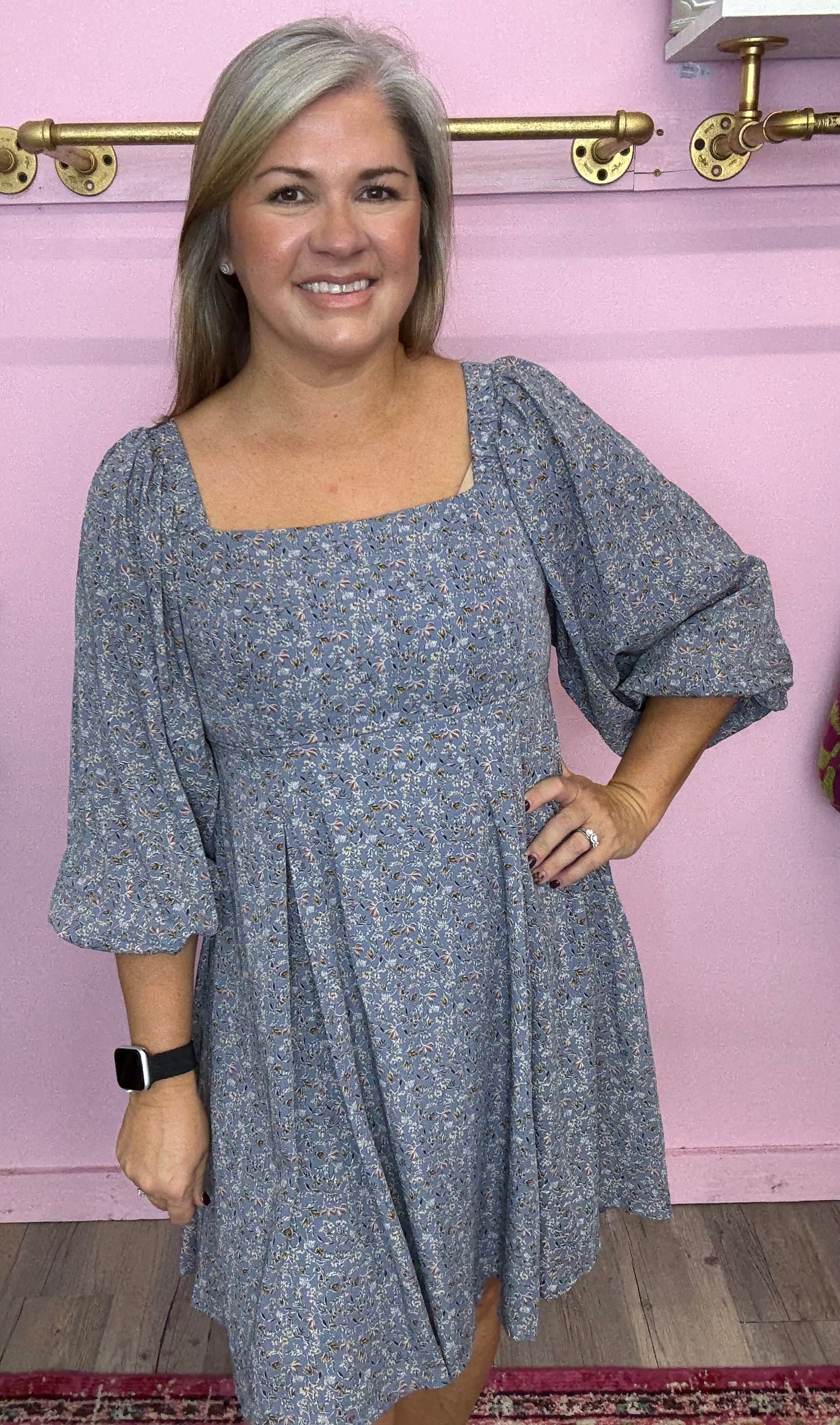 Blue Floral Mini Dress