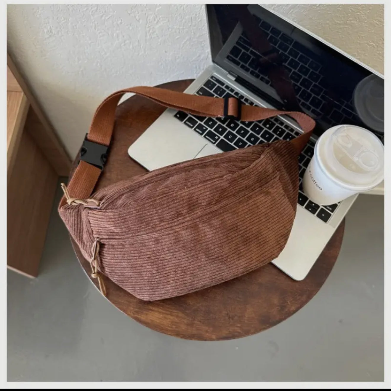Corduroy Crossbody-Brown