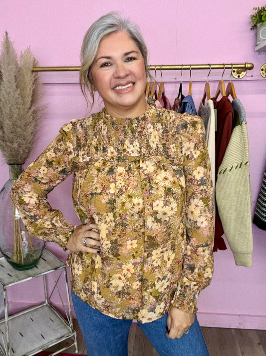 Golden Floral Top