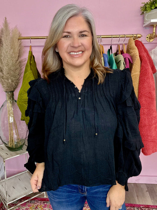 Black Ruffle Top