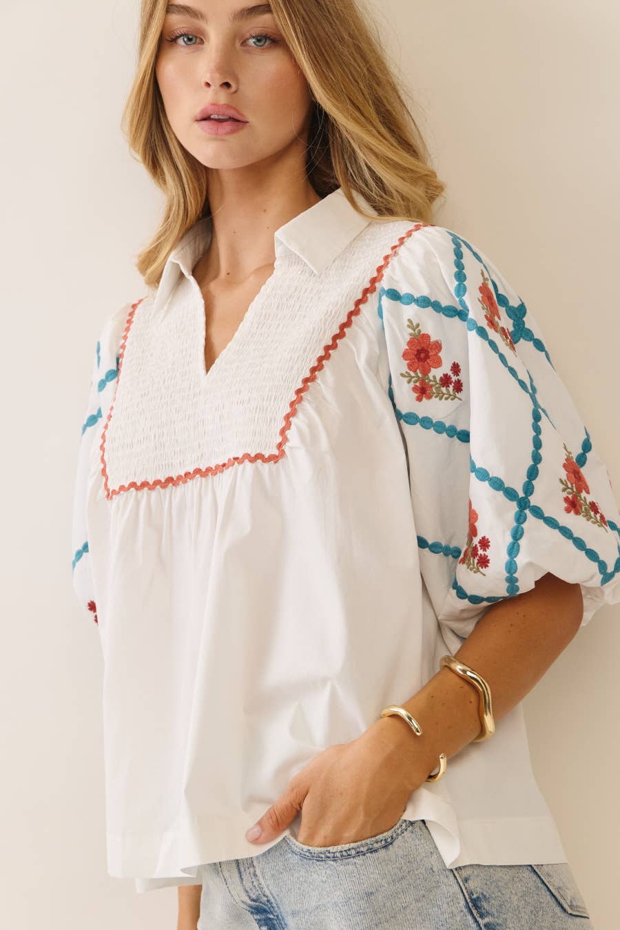 White Cotton Poplin Top