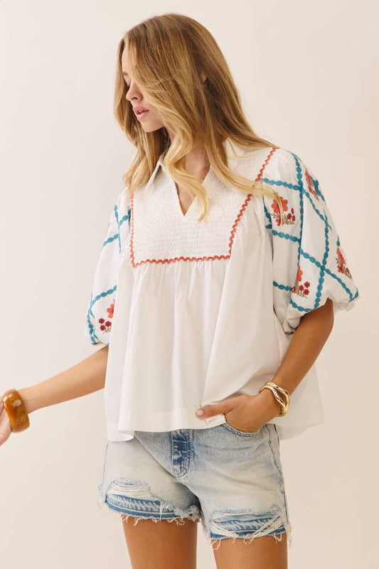 White Cotton Poplin Top